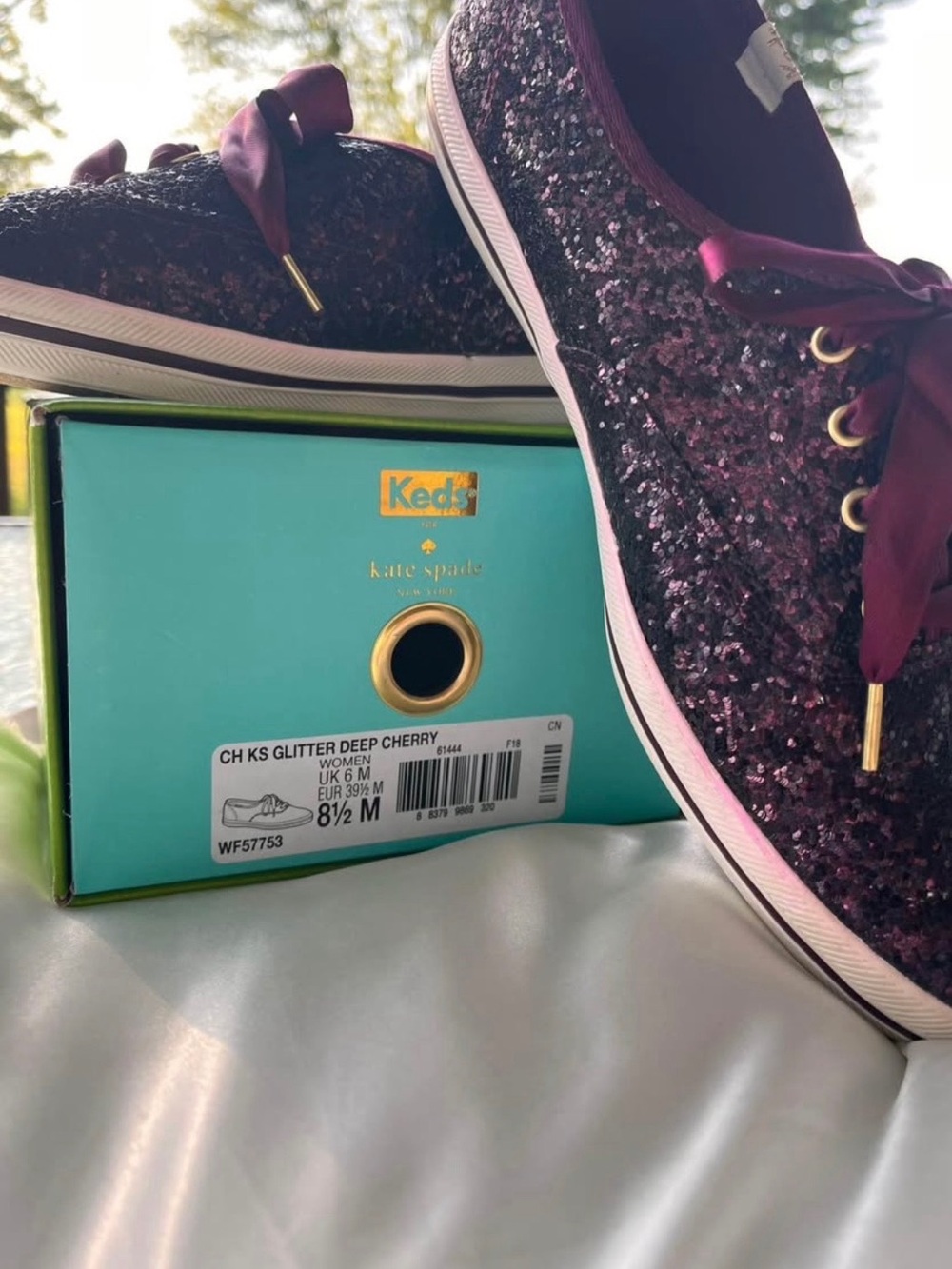 Keds x Kate Spade Glitter Sneakers in Deep Cherry
